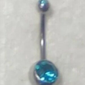 Blue Double Jewel Belly Ring